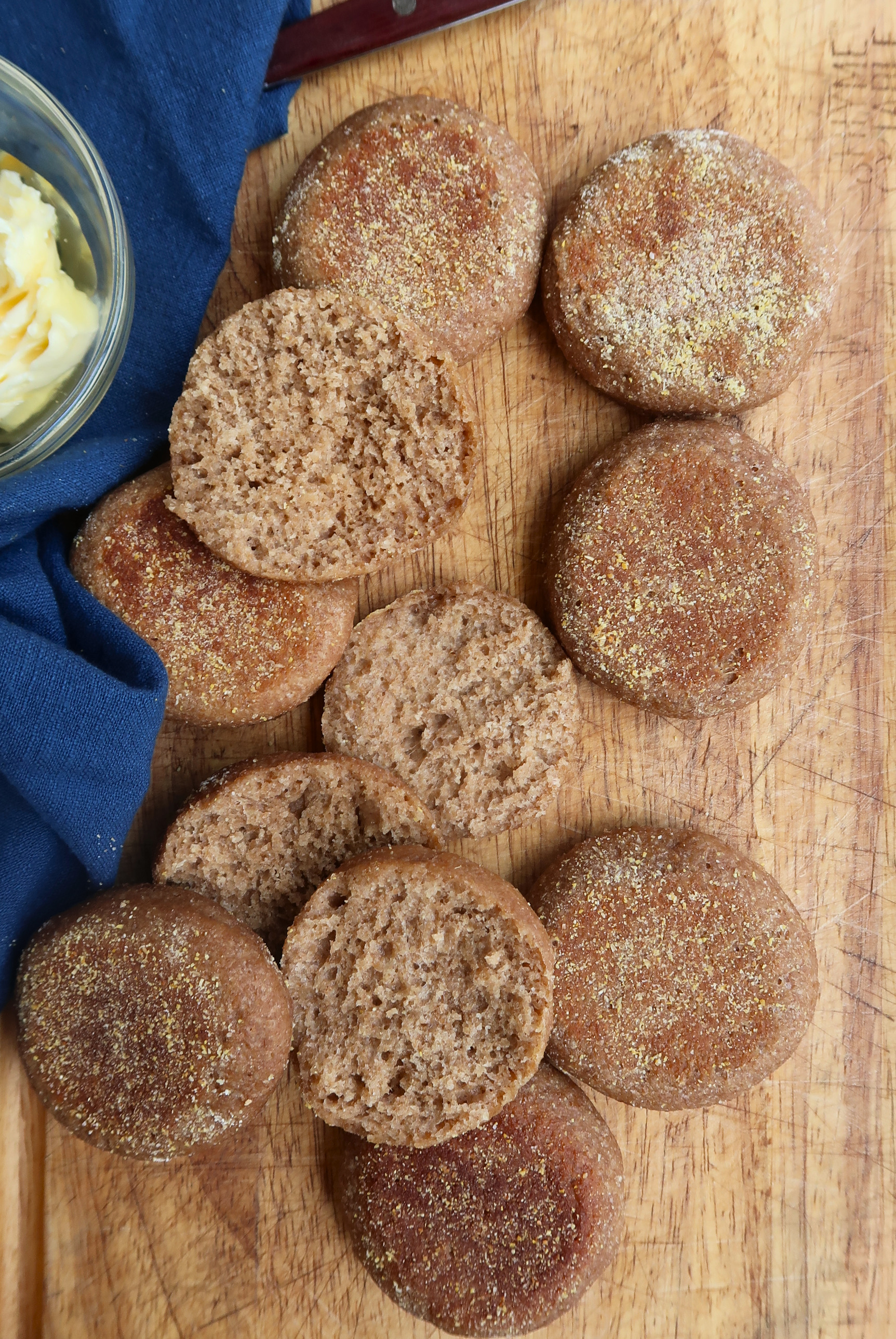 Fresh-milled sourdough English muffins