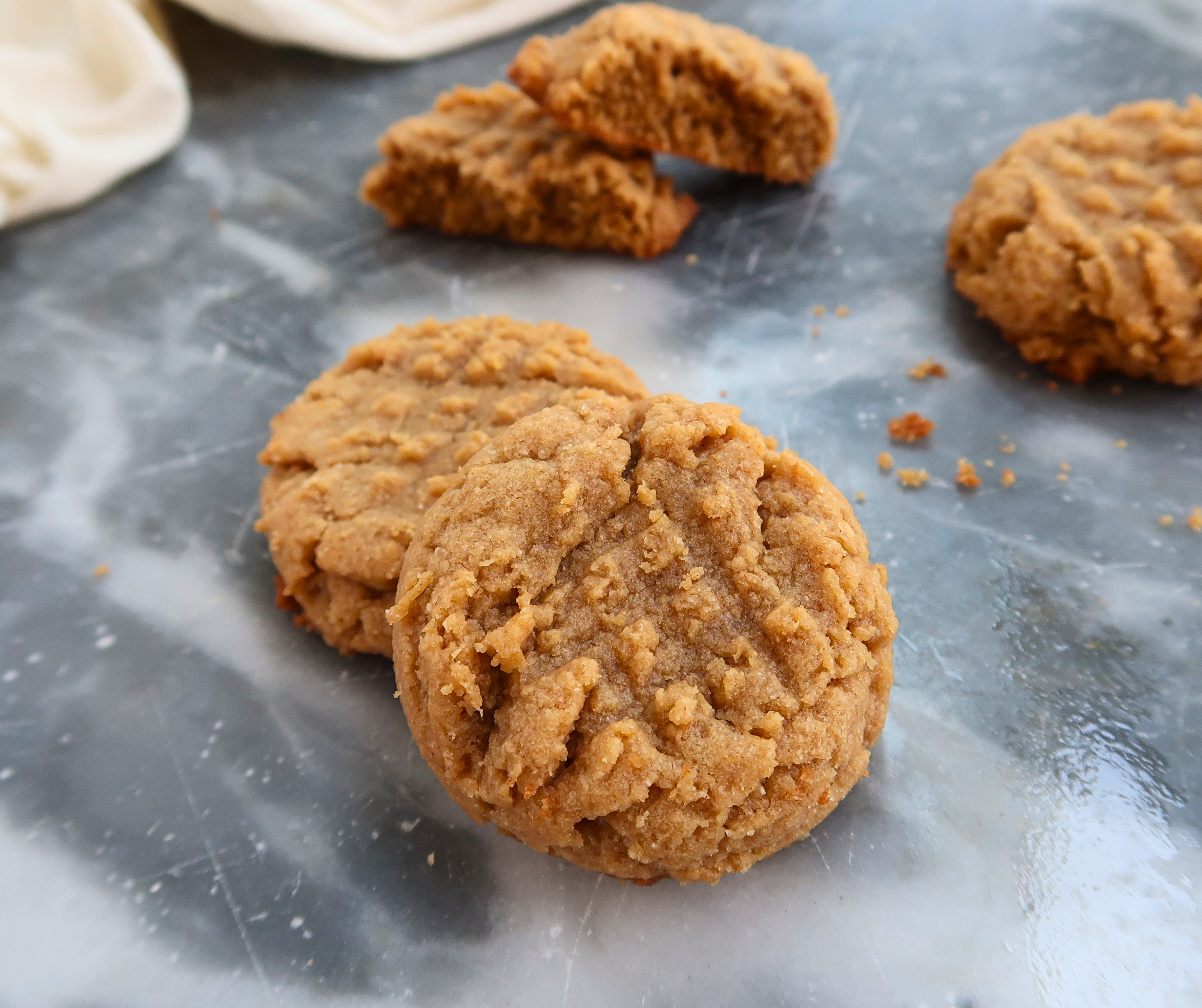 Fresh-milled peanut butter cookies made with natural peanut butter